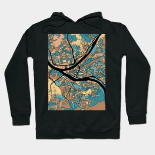 Pittsburgh Map Pattern in Mid Century Pastel Hoodie